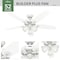 Hunter Hunter Builder Plus 52 in. Snow White White LED Indoor Ceiling Fan 53236 - alternate 3